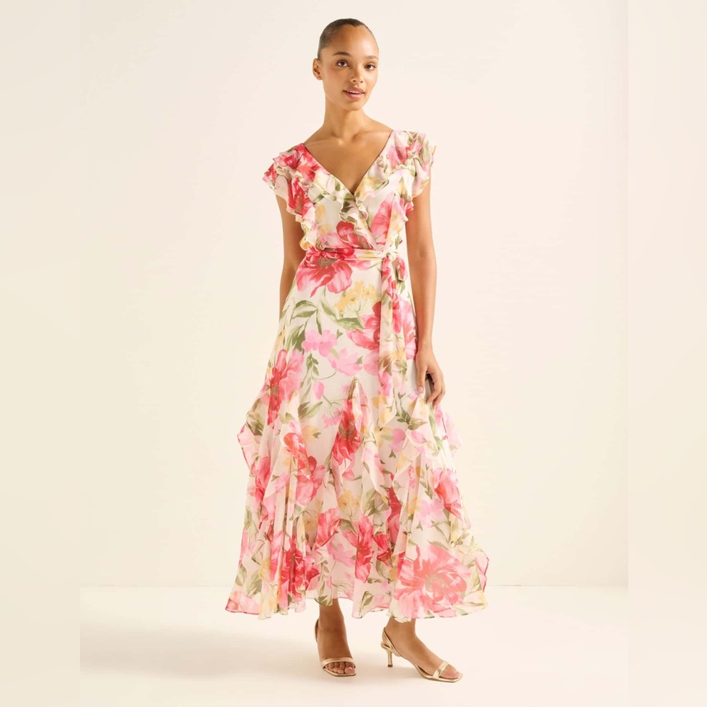 Ever New Floral Ruffle Dress Size 8